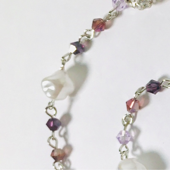 ✨NEW✨ Set Freshwater Pearl Silver Beaded Choker Necklace & Earrings - Picture 3 of 5